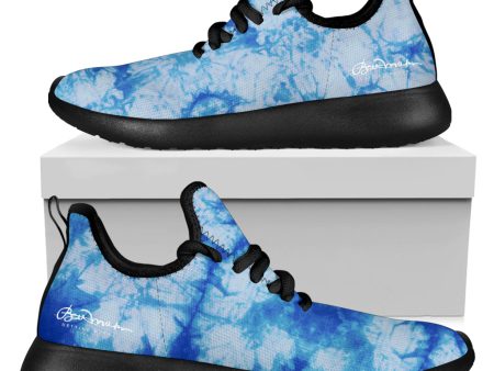 Blue Tie Dye Mesh Knit Sneakers Hot on Sale