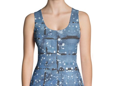 Blu&White Dotted Plaid Tank Top on Sale