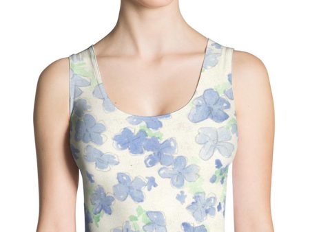 Blu&White Watercolor Floral Crop Top Sale