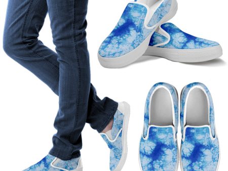 Blue Tie Dye Slip On Sneakers on Sale