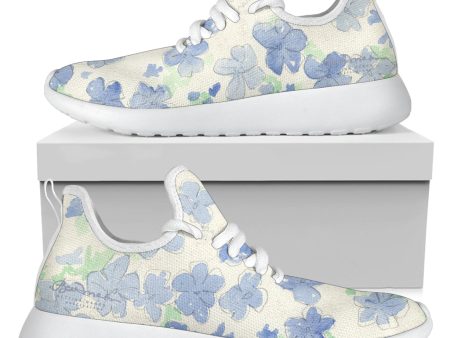 Blu&White Watercolor Floral Mesh Knit Sneakers For Discount