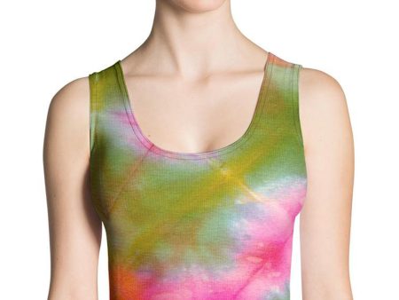 Green Pink Tie Dye Crop Top Fashion