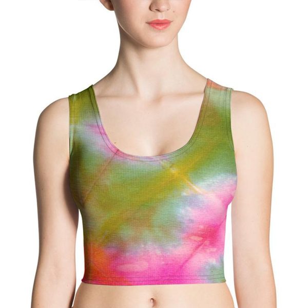 Green Pink Tie Dye Crop Top Fashion