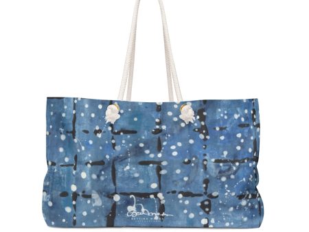 Blue&White Javaesque Plaidw White Dots Weekender Bag Supply