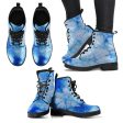 Blue Tie Dye Leather Boots (Vegan) For Sale