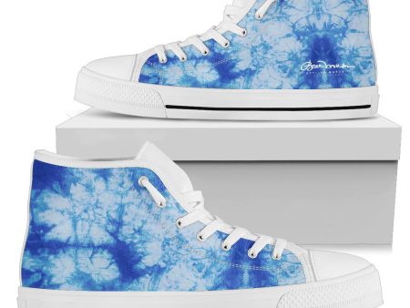 Blue Tie Dye High Top Sneakers Fashion