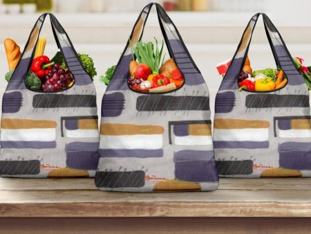 Menswear Denim Upholstery Stripe Grocery Bag Online Hot Sale