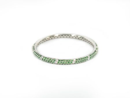 Green Garnet | Tsavorite and Diamond Stack Bracelet For Sale