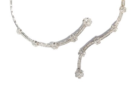 Asymmetric White Gold and Diamond Foliate Necklace Sale