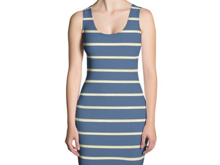 Blue Yellow White Stripe Fitted Dress Online