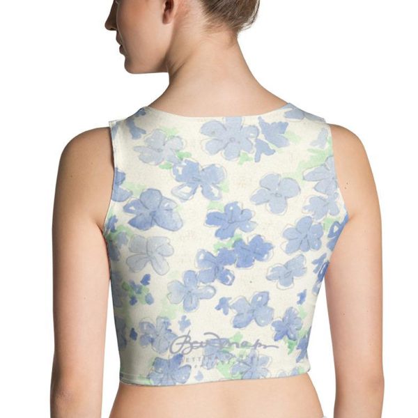 Blu&White Watercolor Floral Crop Top Sale