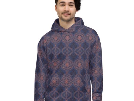 Recycled Unisex Hoodie - Blue Damask Sale