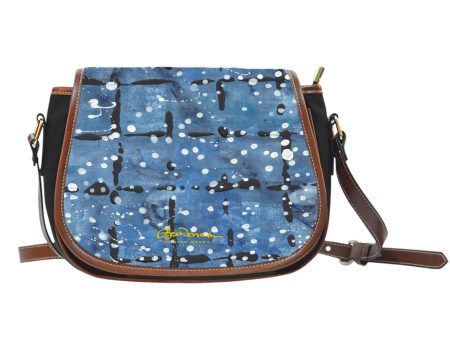 Blu&White Dotted Plaid Saddle Shoulder Bag Sale