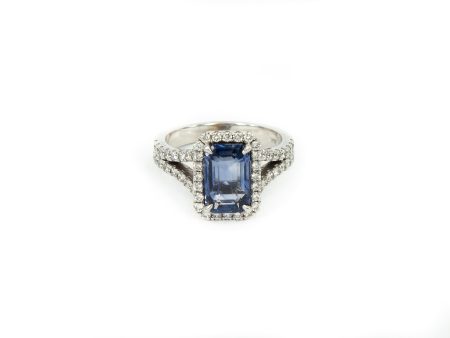 Ocean Blue Sapphire and Diamond Ring For Discount