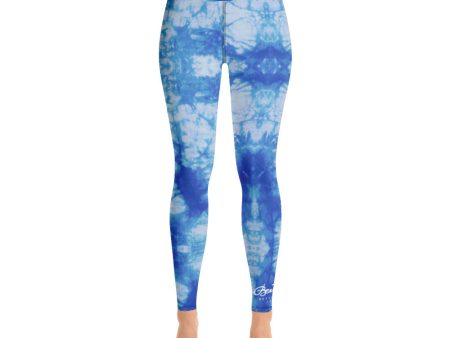 Blue Tie Dye Yoga Leggings For Discount