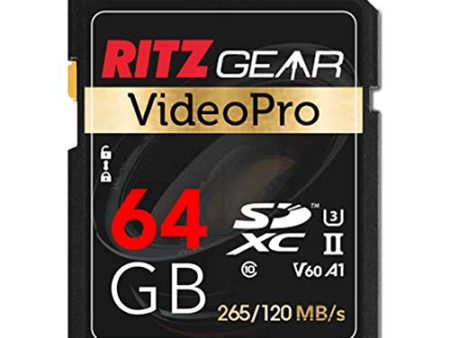 Ritz Gear Extreme Performance Video Pro 64GB 4K 8K Ultra HD SDXC U3 V60 A1 Memory Card (Read 265mb s, 120mb s Write) Online Hot Sale