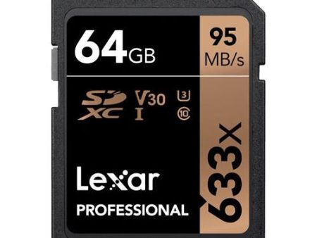 Lexar Professional 64GB 633x SDXC Class 10 UHS-I U3 SD Memory Card Supply