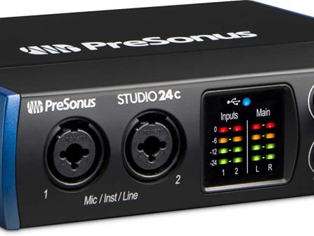 PreSonus Studio 24c 2x2, 192 kHz, USB-C Audio Interface, 2 Mic Pres-2 Line Outs For Cheap